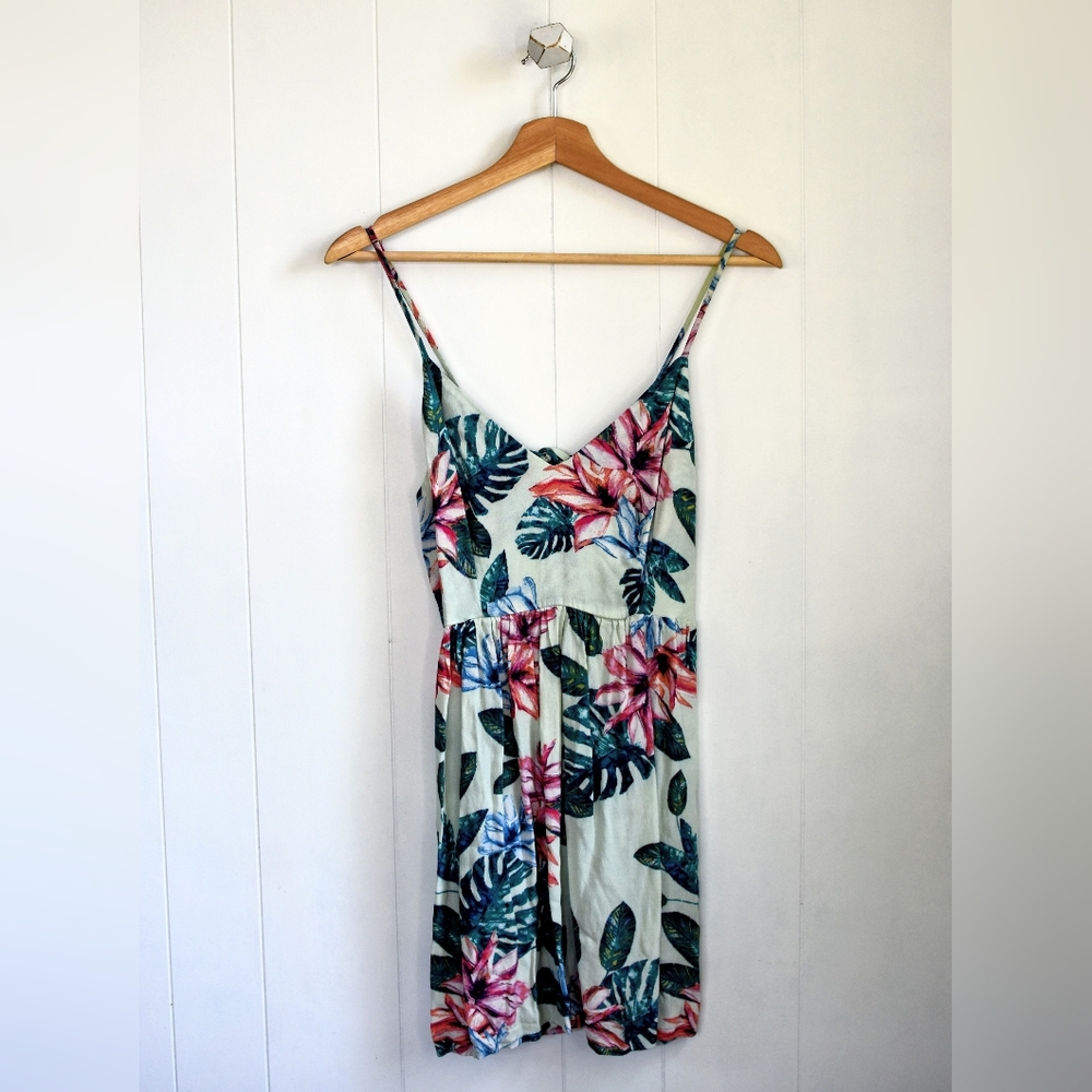 ☆ F21 Seafoam Tropical Floral Sundress